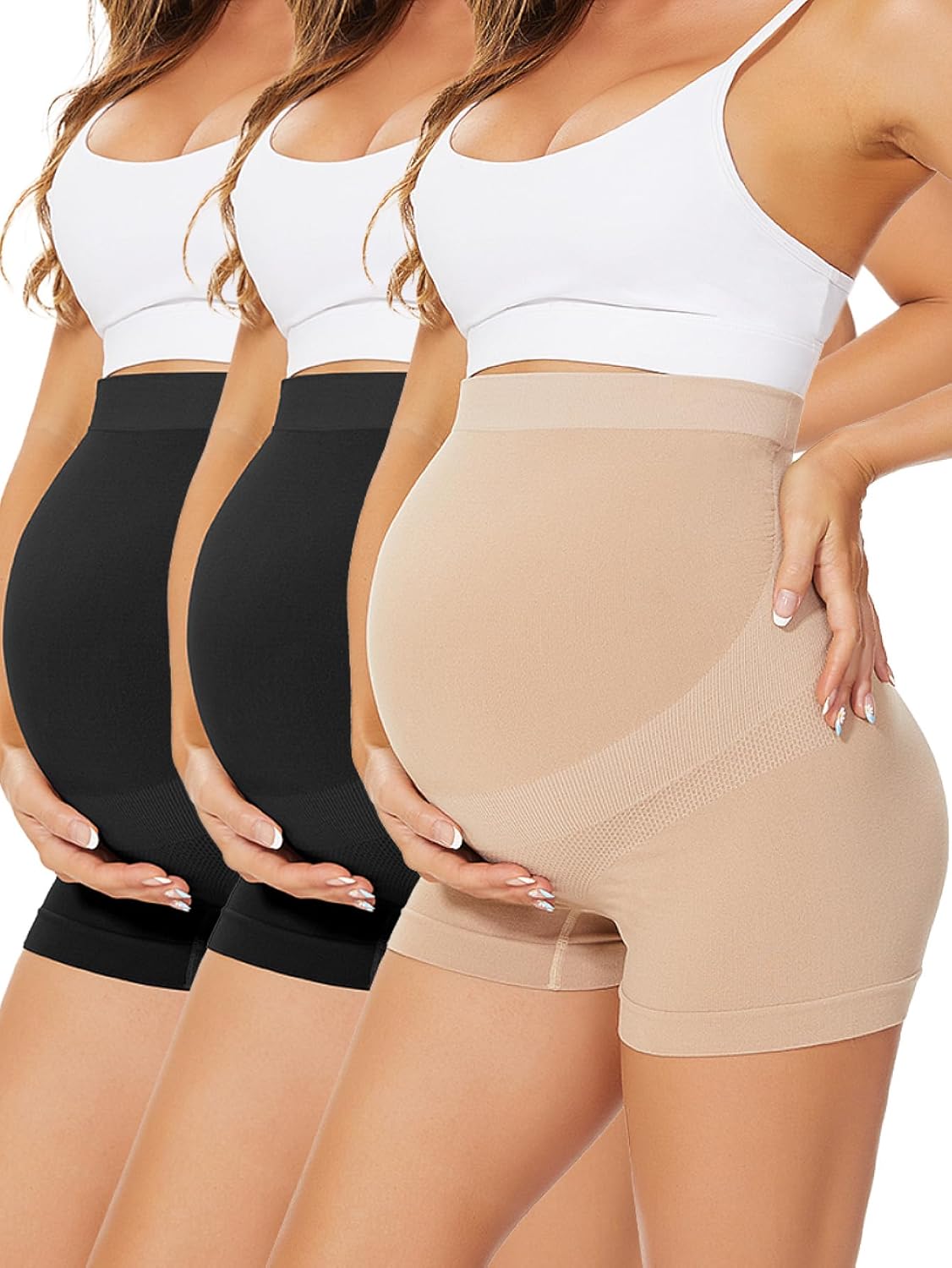71WpFRTKYtL._AC_SL1500_.jpg Diawsome Womens Seamless Maternity Boyshort Underwear Over Bump, Pregnancy High Waisted Shapewear Panties for Support Belly - Image 1