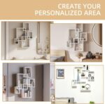 HOMCOM Floating Shelves, Wall Mounted Interlocking Cube Shelves, Display Wall Shelf for Living Room, Bedroom, Hallways, White - Image 7