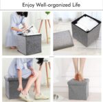 Cosaving Folding Ottoman Stool Storage Ottoman Seat Footstools with Storage Ottoman Storage Cube Storage Box Toy Chest Storage with Lid for Space Saving 30x30x30 cm, Grey… - Image 6