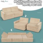 KiddyMoon Foam Sofa For Children Multifunctional Mattress Armchair Kids Foldable Bed Folding Toddler Couch Chair For Playroom Bedroom Living Room, Light Grey - Image 5