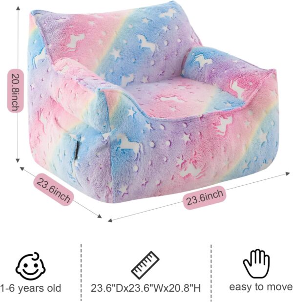 COMAX Kids Bean Bag Chair, Toddler BeanBag Sofa Chair Stuffed with Filler for Boys and Girls, Lazy Sofa Couch with Pocket for Playroom, Nursery Room, Colorful Rainbow - Image 2