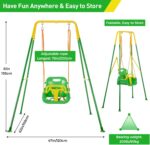 FUNLIO Toddler Swing with 4 Sandbags, Heavy-Duty Kid Swing with Safety Harness for Garden, Indoor Swing for Baby with Folding Metal Stand, Outdoor Play Equipment for Children - Light Green - Image 6