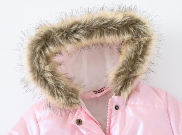 Kids Winter Hooded Jacket, Baby Girls Boys Padded Fleece Snowsuit Outerwear Warm Windproof Faux Fur Hoodie Coat with Pockets 2 3 4 5 6 7 8 9 10 Years - Image 7