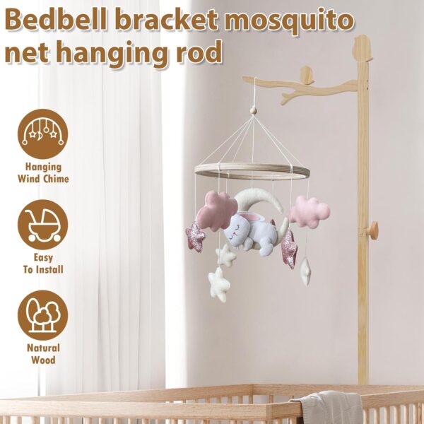 Baby Mobile Arm, Upgraded Wooden Crib Mobile Holder Without Mosquito Net, DIY DIY Cot Mobiles for Babies Mobile Stand Easy Installation for Hanging Bed Bell(Without Mosquito net) - Image 9