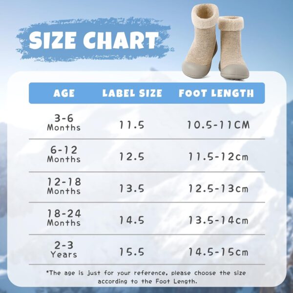 MK MATT KEELY Baby Shoes Boys Girls Winter Warm Sock Shoes Toddlers Thick Pre Walkers Shoes with Anti-Slip Rubber Sole - Image 6