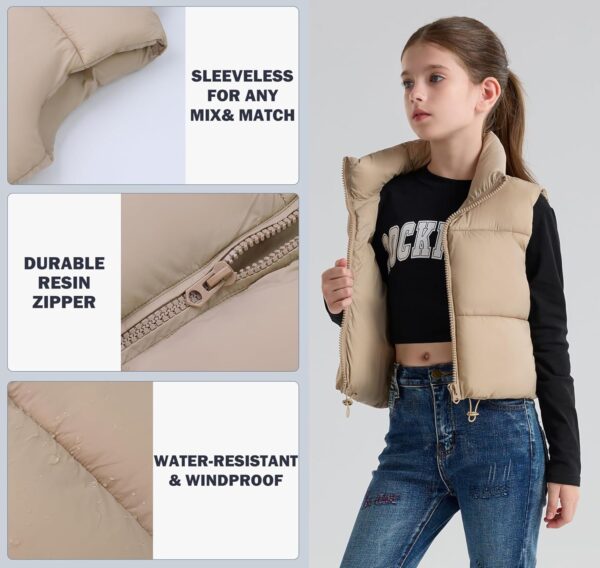 SOLOCOTE Girls Puffy Vest Coat Water-Resistant Warm Winter Sleeveless Kids Jacket for 6-14 Years - Image 6