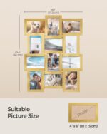 SONGMICS Collage Picture Frames, 12 Frames for 4x6 Photos, Collage Photo Frames for Wall, Multi Frames, Wall Decor, Pale Gold RPF026A01 - Image 5