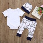 Baby Boys Girls Pajamas Sets Toddler Kids Short Sleeve Romper Tops Shirt Jumpsuit +Bloomers Pants +Hat Summer 3Pcs Outfits Clothes Set Newborn Summer Sleepwear Nightwear for 0-18 Months - Image 3