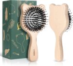 LORSEX Hair Brush Baby Bear Brush for Kids, Mini Travel Hair Brushes with Boar & Nylon Bristle for for Women Men Detangling, Defrizz, Distribute Oil (Original Beech)