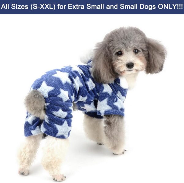 Zunea Small Dog Pyjamas Jumpsuit Puppy Hoodie Coat Clothes for Dogs Girl Boy Winter Warm Pajamas Outfits Overall Jumper Soft Pet Apparel Blue XXL (Pls Check the Size of Chest and Back Before Order) - Image 2