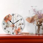 Ewusp Watercolor Flowers Wall Clock Battery Operated Silent Non-Ticking Clock Round Quartz Decorative Clock for Kitchen Living Room Bedroom Office School Nursery, 25x25 cm - Image 2