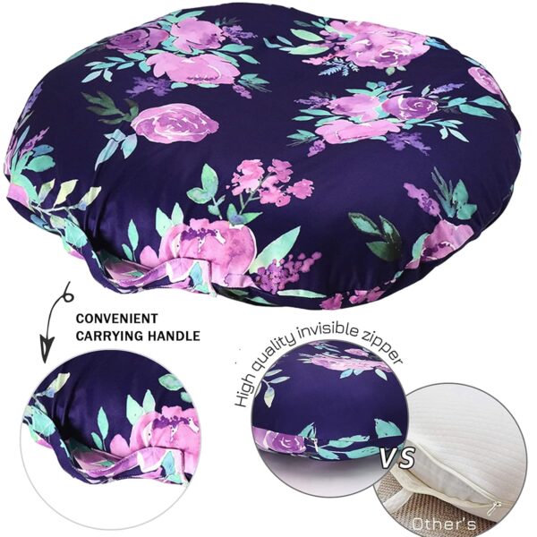 Dinosaur Lounger Cover, Lounger Cover Blue, Lounger Cover Boy, Breathable & Reusable Lounger Removable Slipcover for Newborn, Snugly Fit Baby Infant Lounger (Purple Flower) - Image 3