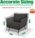 F&J Outdoors Garden Chair Covers Waterproof UV Resistant Windproof Heavy Duty Durable Outdoor Chair Covers Dining Chair Adirondack Chair Cover, Grey, 84x86x65/82cm - Image 2