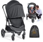 Orzbow Universal Baby Mosquito Net & Buggy Sun Shade with UPF50+,Breathable Pram Net Cover with Two-way Zipper & Adjustable Stroller Sun Cover with Bag for Pushchair,Car Seat & Carrycot (Black)