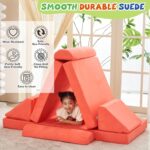 jela Kids Couch Large, Floor Sofa Modular Funiture for Kids Adults, Playhouse Play Set for Toddlers Babies, Modular Foam Play Couch Indoor Outdoor (56.7"x28.3"x17.3", Coral) - Image 6