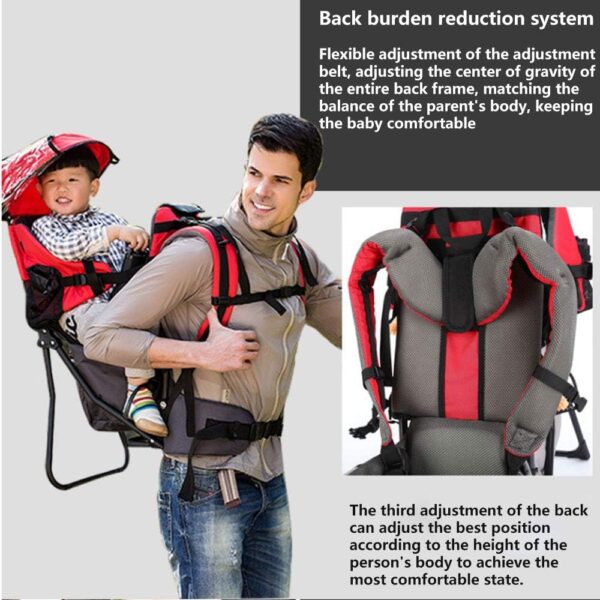 ZSPXZZ Premium Cross Country Baby Carrier, Baby Toddler Backpack Cross country Carrier w/Stand Child Kid Sunshade Visor,Upgraded foot straps,Holds up to 50 Pound Ideal,B - Image 4
