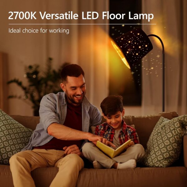 LED Floor Lamp, Standing Lamp for Living Room with Linen Lamp Shade,Adjustable Gooseneck Modern Reading Light,Floor Lamps for Bedroom,Office,Farmhouse,6W LED Bulb Included - Image 8