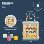Bigjigs Toys Wooden Activity Cube - FSC® Certified Busy Centre With Shape Sorter & Bead Maze, Sustainable Sensory Toys For 1 Year Old, 22cm W x 23cm H - Image 4