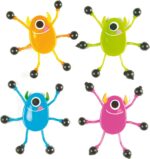 Baker Ross AF396 Monster Wall Crawlers with Sticky Feet — Halloween Novelty Toys for Kids, Perfect Party, Loot or Prize Bag Filler, Assorted Colours (Pack of 6) - Image 2