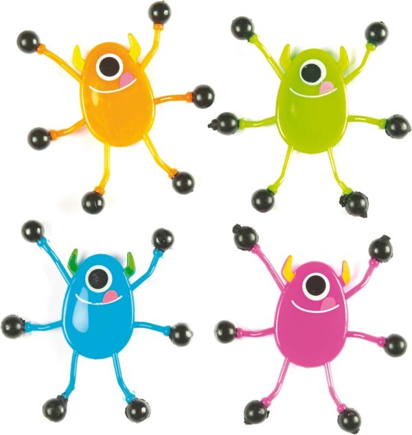 Baker Ross AF396 Monster Wall Crawlers with Sticky Feet — Halloween Novelty Toys for Kids, Perfect Party, Loot or Prize Bag Filler, Assorted Colours (Pack of 6) - Image 2