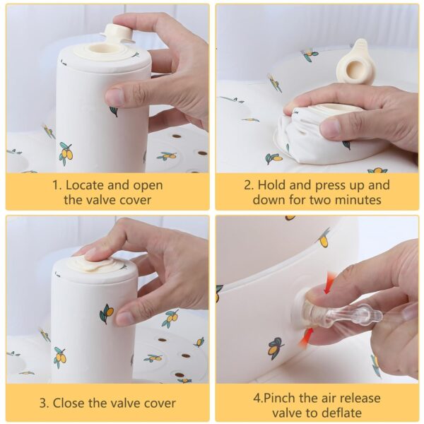 Inflatable Baby Seat for Babies 3 Months & Up, Baby Floor Seats for Sitting Up, Baby Seats for Infants, Blow Up Baby Chair with Built in Air Pump - Olive Flower - Image 4