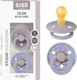 BIBS Colour Studio Soother 2-Pack, BPA Free Dummy Pacifier, Round Nipple. Natural Rubber Latex, Made in Denmark, Size 1 (0-6 Months), Jasmine Blush