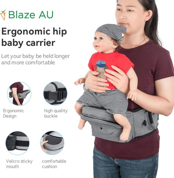 Baby Hip Carrier with Seat | Baby & Toddler Carrier with Adjustable Waistband & Back Support - Image 8