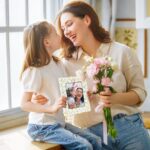 Hiwhy 10x10 CM Flowers Photo Frame 4x4 Inch for Pets Pictures Baby Photos, Table Top or Wall Mount, White and Gold - Image 7