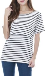 Smallshow Nursing Tops Women’s Maternity Short Sleeve Shirts Maternity Breastfeeding Clothes