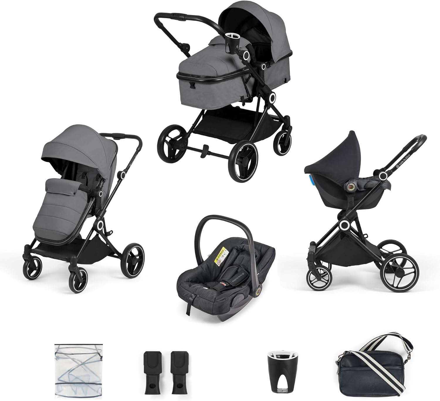 71aPAW7AuRL._AC_SL1500_.jpg Ickle Bubba Atom 3-in-1 Travel System with Astral Car Seat, Suitable from Birth to 22kg, Lie Flat (0-9kg) & Seat Mode (6m-22kg), Compact Pram & Pushchair with 5-Point Safety Harness – Graphite Grey - Image 1