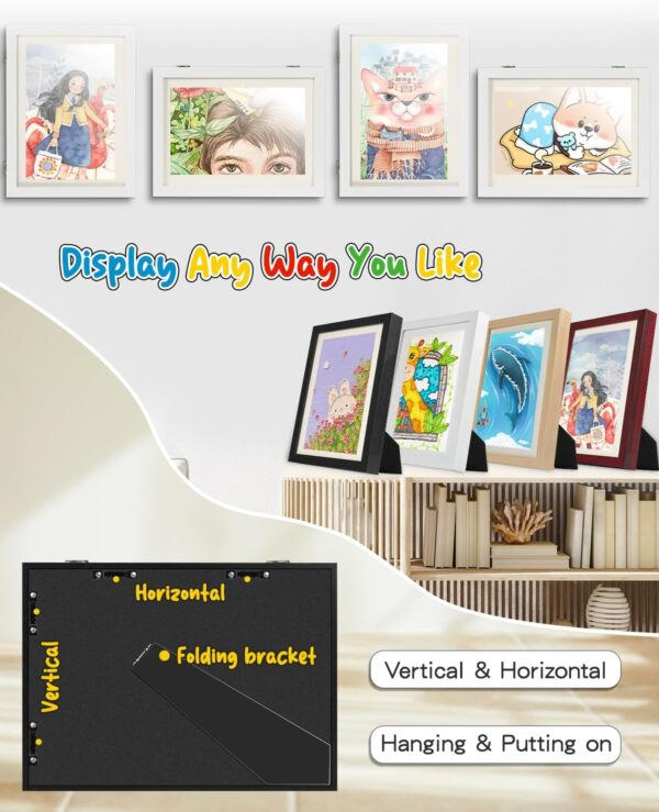 Ciscle Kids Art Frames, 2 Pack A4 Fillable Front Opening Photo Frames, Display Frames for Kids Artwork for 150 Pictures, Ideal for Children's Drawings, Kids Art Projects, School, Home or Office(White) - Image 2