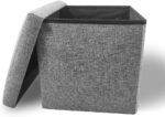 Cosaving Folding Ottoman Stool Storage Ottoman Seat Footstools with Storage Ottoman Storage Cube Storage Box Toy Chest Storage with Lid for Space Saving 30x30x30 cm, Grey…