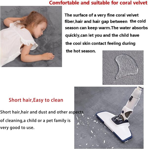 DSSHENGDS Living Room Home Decor Coral Fleece Area Rug,Modern Nursery Washable Kids Bedroom Rug,Girls Boys Soft Non-slip Soft Mat,2cm Thick Kids Carpet-E-60 * 100cm - Image 5