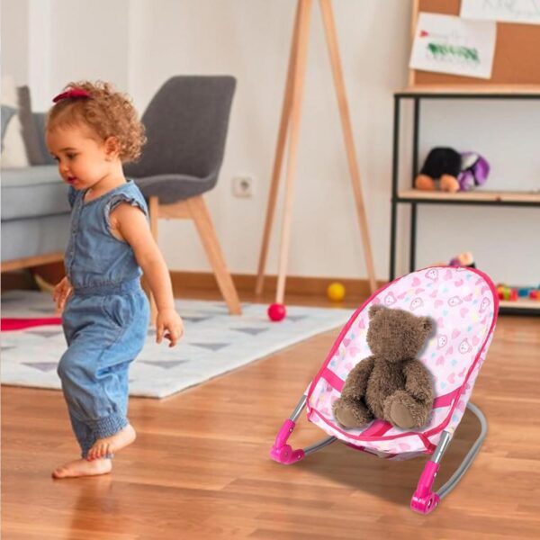 Doll Car Seat Baby Doll Car Seat Foldable Doll Car Seat Strong Plastic ＆ Fabric Doll Stroller Pretend Play Toys Baby Doll Accessories for Girls 4 Years+ - Image 7