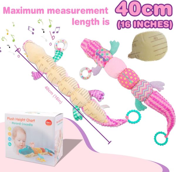 Baby Toys Musical Soft Toy: Crocodile Stuffed Animal Plush Toys with Rattles, Crinkle & Ruler Cuddly Newborn Sensory Toys Tummy Time Toys for Babies Girl Boy 0 3 6 9 12 Months Shower Gift - Image 6