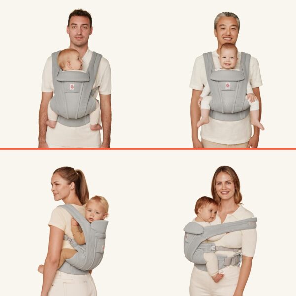 Ergobaby Omni Deluxe All-in-One Baby Carrier for Newborns from Birth up to 20kg, Ergonomic 4-Position mesh Baby Carrier Back Carrier Baby Carrier Travel System, Pearl Grey - Image 6