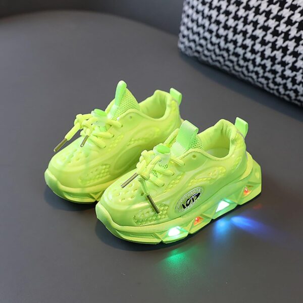 Kids Light-Up Flashing Sneaker Athletic Running Shoes with Strap, Fashionable Fun Shoes for Boys Girls School Wear Toddler Light Up Shoes Girls Size 4 Light Up Shoes for Boys White - Image 3