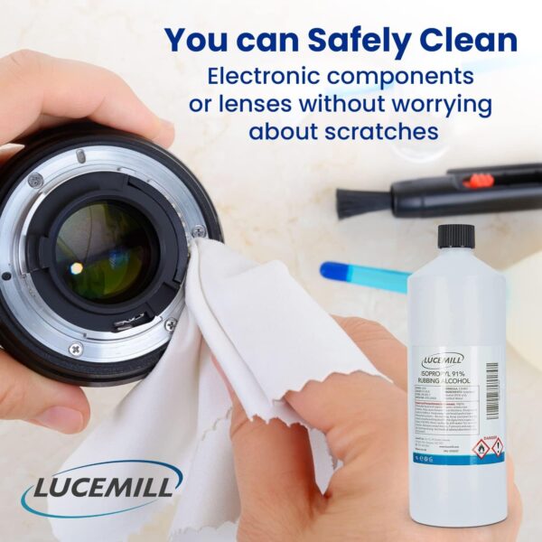 Lucemill 91% Rubbing alcohol | 1 Litre | Super Strength IPA Surface Sanitiser | 91% Isopropyl Alcohol | Clear Liquid - Image 7