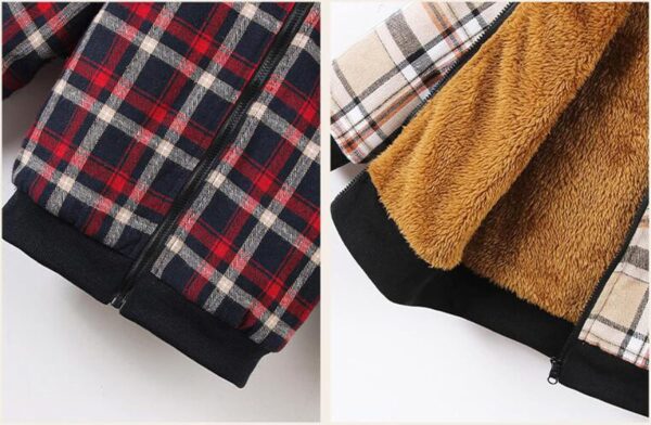 OverDose Boutique Kids Toddler Fleece Lined Warm Shirt Jacket Plaid Long Sleeve Hooded Full Zip Baby Boys Girls Fall Winter Hoodie Shirt Coat Outwear Teen Tee Shirt - Image 4