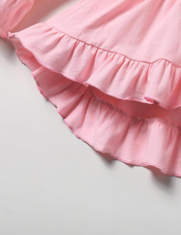 puseky Toddler Baby Girl Clothes Long Sleeve Ruffle Bow Solid Shirt Dress Tops and Floral Pants Girls Fall Clothes Sets - Image 8