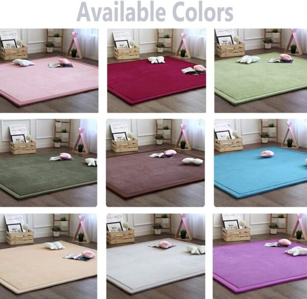 GGoty Large Area Rug Coral Velvet Baby Play Mat,Thick Children Study Kitchen Nursery Carpet Crawling Mat for Baby Non-slip Yoga Mat (180 * 200 * 2cm,Blue) - Image 8