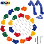 KINSPORY Rock Climbing Holds, Climbing Wall Holds for Kids, Colourful Climbing Set with Two Blue Handles for Indoor Outdoor Playground PlaySet Building - Image 3