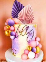 JeVenis 27PCS Purple Pink Cake Decorations Purple Pink Palm Leaves Cake Decoration Balls Cake Decoration for Wedding Baby Shower Birthday - Image 5