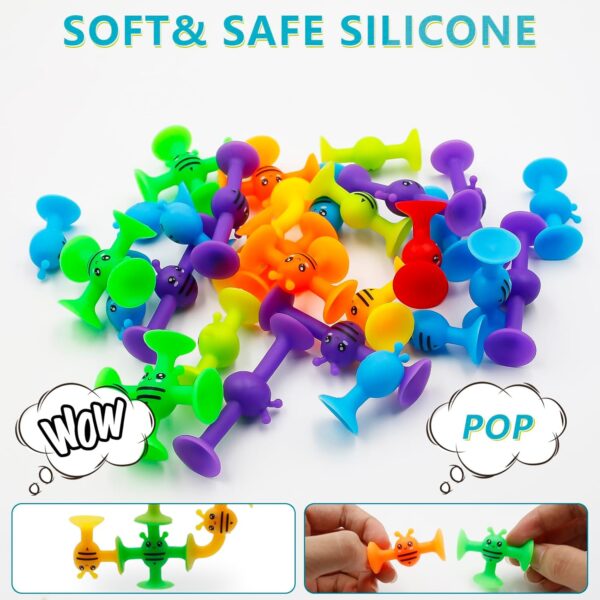 38 Pcs Suction Bath Toys for Kids, Silicone Suction Cup Toys for 3 4 5 6 7 Year Old Boys Girls, Bath Toys for Toddlers, Sensory Toys for Stress Release and Travel - Image 3