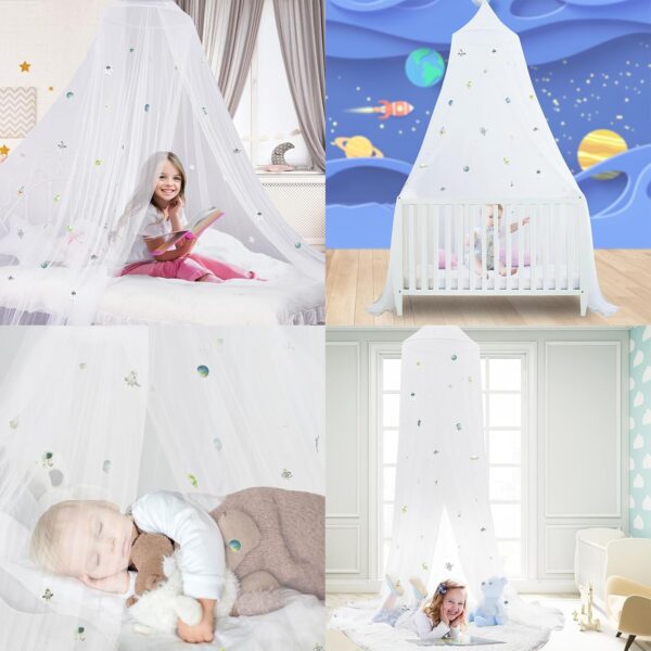 Bed Canopy with Glowing Space in The Dark, Bed Curtain for Baby Cot, Kids Bed & Toddler Bed, Single & Double Bed, Mosquito Net Canopy for Girls or Boys Room, Fire Retardant Fabric - Image 6