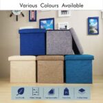 Cosaving Folding Ottoman Stool Storage Ottoman Seat Footstools with Storage Ottoman Storage Cube Storage Box Toy Chest Storage with Lid for Space Saving 30x30x30 cm, Grey… - Image 9