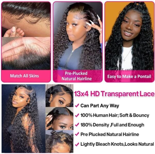30 Inch 13x4 Curly Wave Lace Front Wigs Human Hair HD Lace Wigs Human Hair Wigs for Black Women Human Hair 180% Density Lace Frontal Wig Pre Plucked with Baby Hair - Image 2