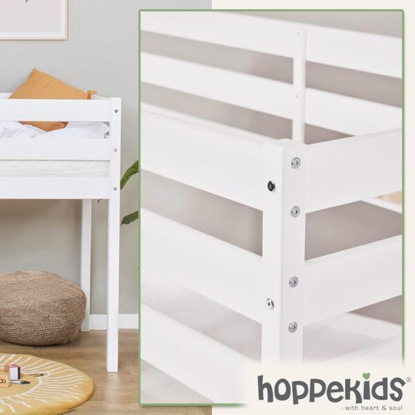Hoppekids ECO Comfort Mid Sleeper 90 x 200 cm with Slatted Frame White The Nordic Ecolabel TÜV Certified FSC Certified Solid Pine Wood - Image 5