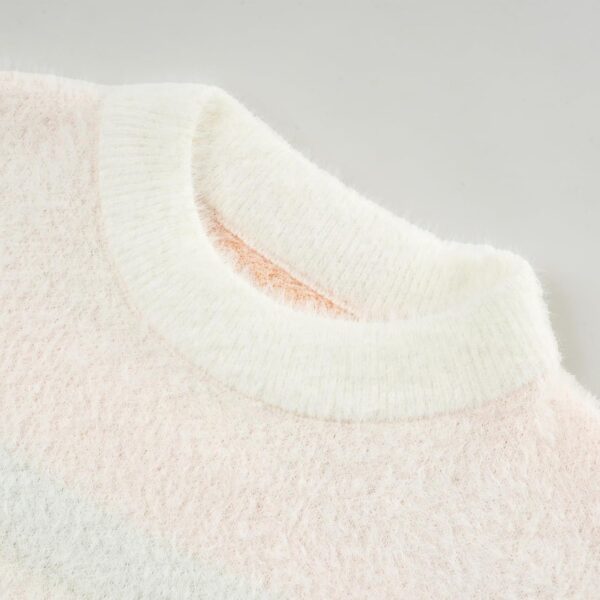 JiAmy Toddlers Kids Girls Fuzzy Sweater Pullover Crew Neck Winter Fluffy Sweatshirt Sweet Long Sleeve Warm Soft Comfort Casual Clothes 2-8 Years - Image 3