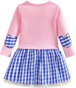 Trsenvrml Baby Girls Easter Dresses for Kids Cotton Long Sleeve Bunny Dress Toddler Causal Plaid Dresses - Image 2